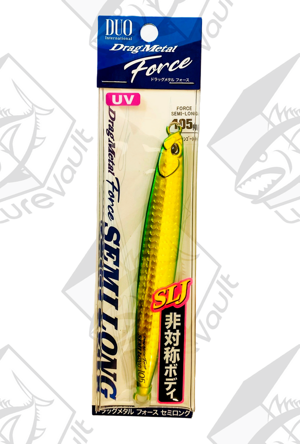 duo metal jig drag metal force semi long 105 grams uv green gold
