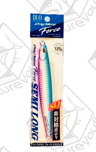 duo metal jig drag metal force semi long 125 grams blue pink