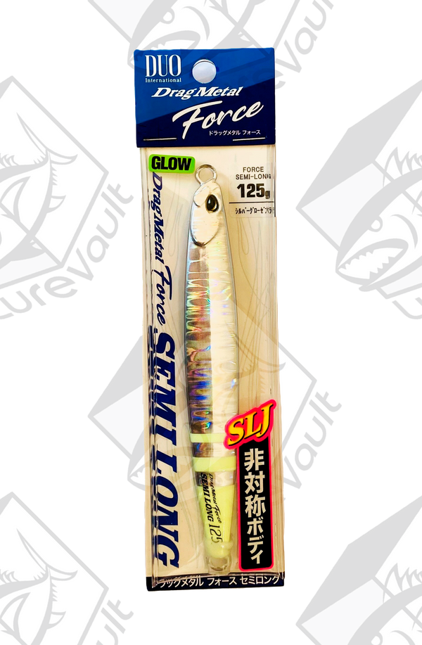 duo metal jig drag metal force semi long 125 grams silver glow zebra