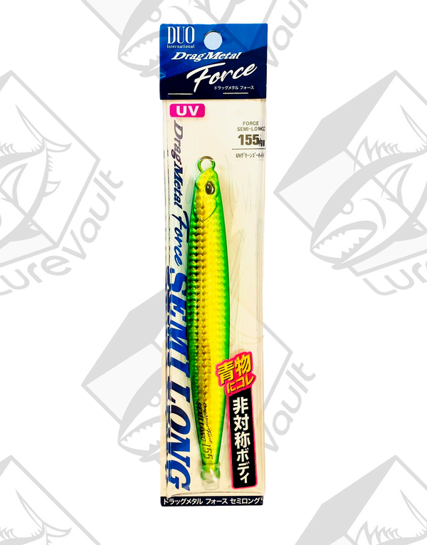 duo metal jig drag metal force semi long 155 grams uv green gold