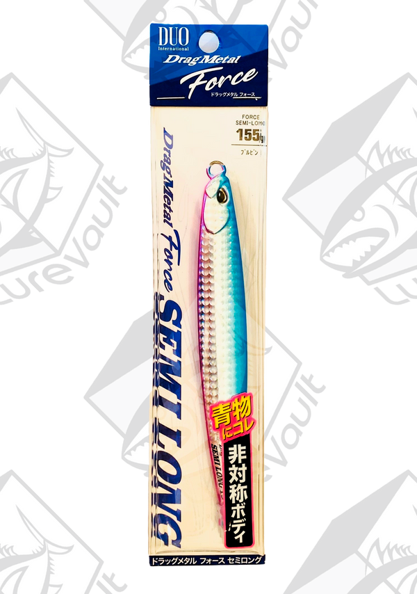 duo metal jig drag metal force semi long 155 grams blue pink