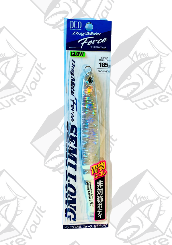 duo metal jig drag metal force semi long 185 grams silver glow zebra