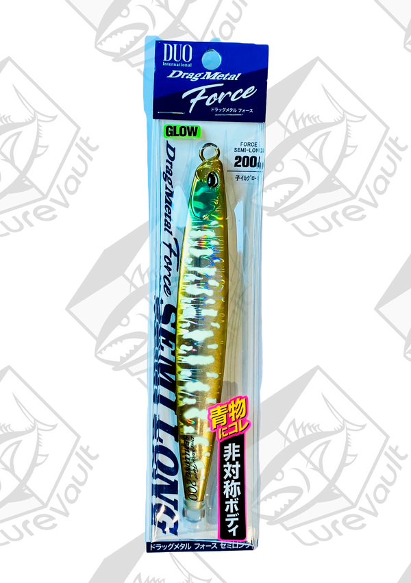 duo metal jig drag metal force semi long 200 grams squid glow