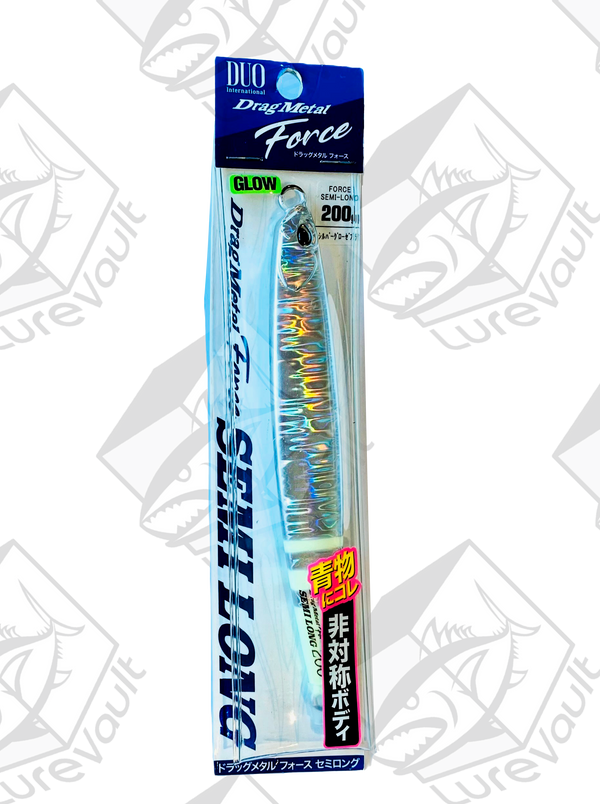duo metal jig drag metal force semi long 200 grams silver glow zebra