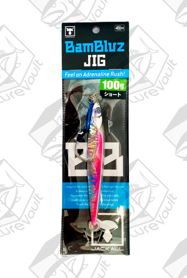jackall metal jig bambluz short 100 grams uv laserpink