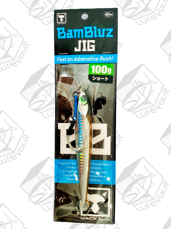 jackall metal jig bambluz short 100 grams ikanago shoulder glow