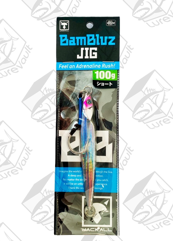 jackall metal jig bambluz short 100 grams slim border silver