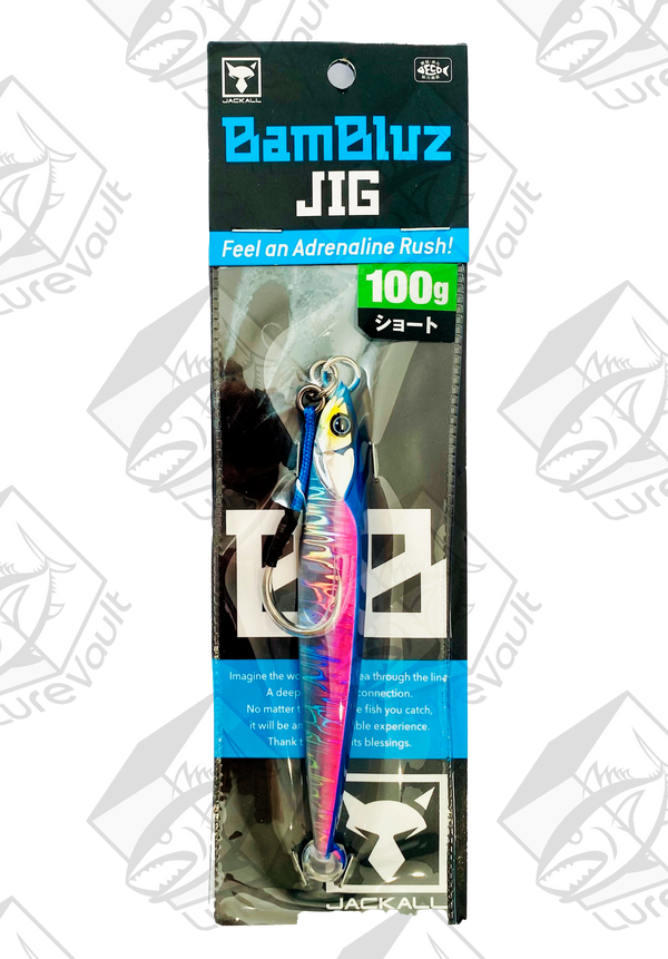 jackall metal jig bambluz short 100 grams sexy blue pink
