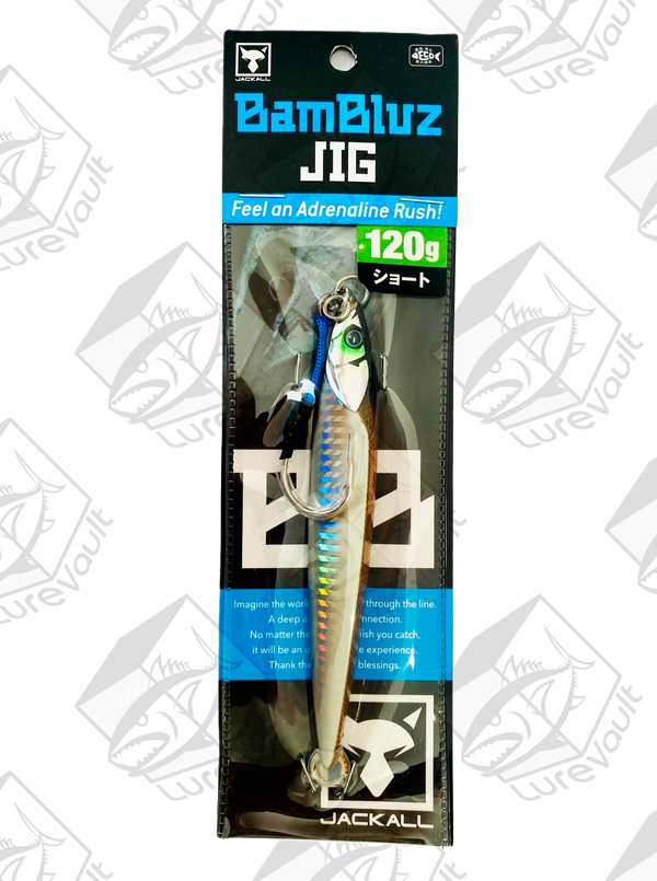 jackall metal jig bambluz short 120 grams ikanago shoulder glow