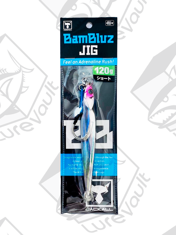 jackall metal jig bambluz short 120 grams slim border silver