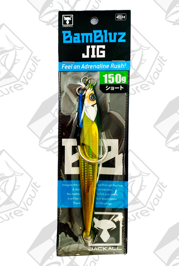 jackall metal jig bambluz short 150 grams grikin/ slim border hl