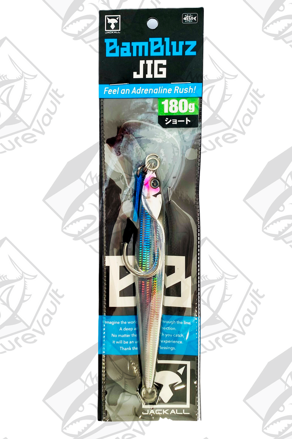 jackall metal jig bambluz short 180 grams slim border silver