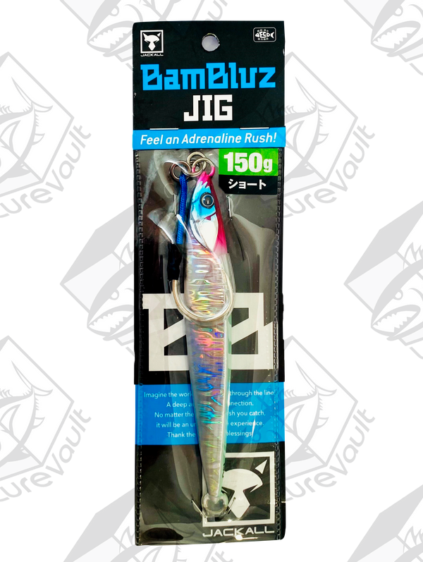 jackall metal jig bambluz short 180 grams glow edge/ magma wave hl