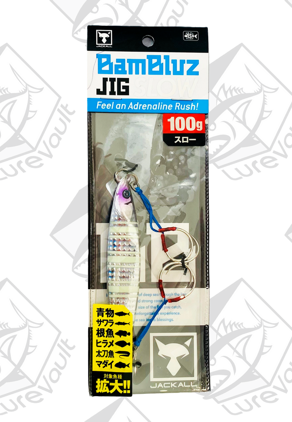jackall metal jig bambluz slow 100 grams silver glow stripe