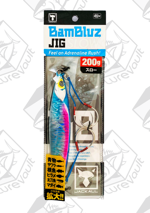 jackall metal jig bambluz slow 200 grams sexy blue pink