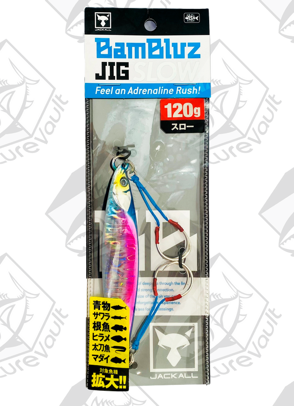 jackall metal jig bambluz slow 120 grams sexy blue pink