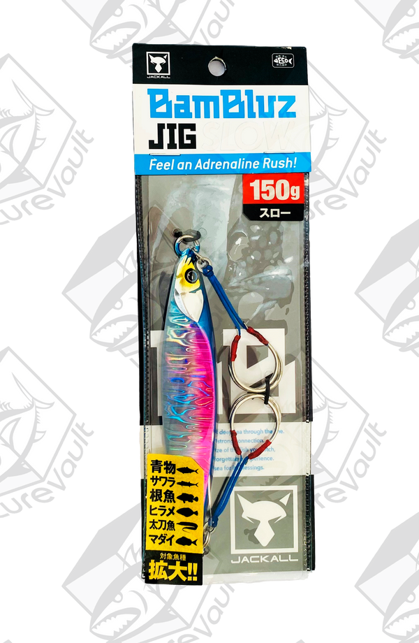 jackall metal jig bambluz slow 150 grams sexy blue pink