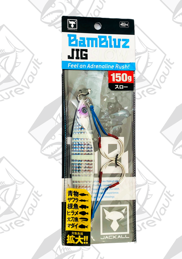 jackall metal jig bambluz slow 150 grams silver glow stripe