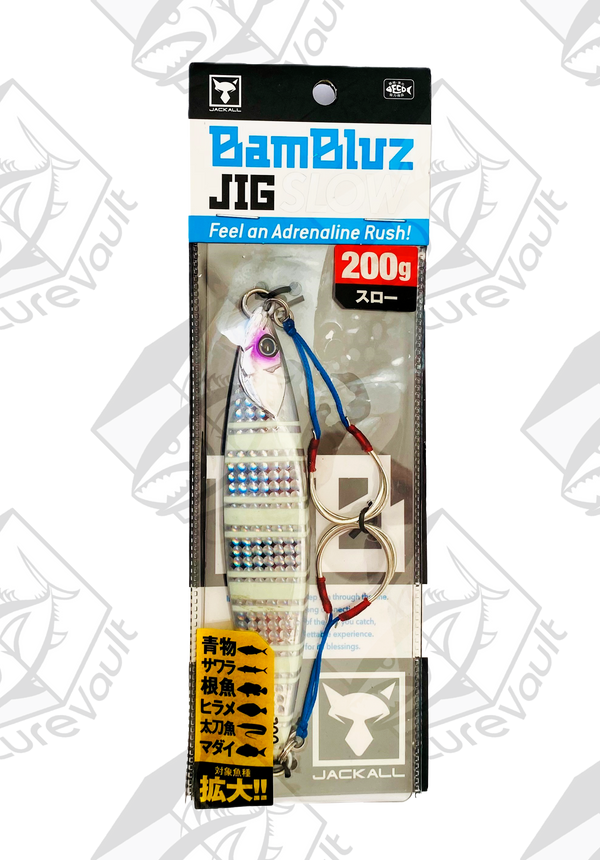 jackall metal jig bambluz slow 200 grams silver glow stripe