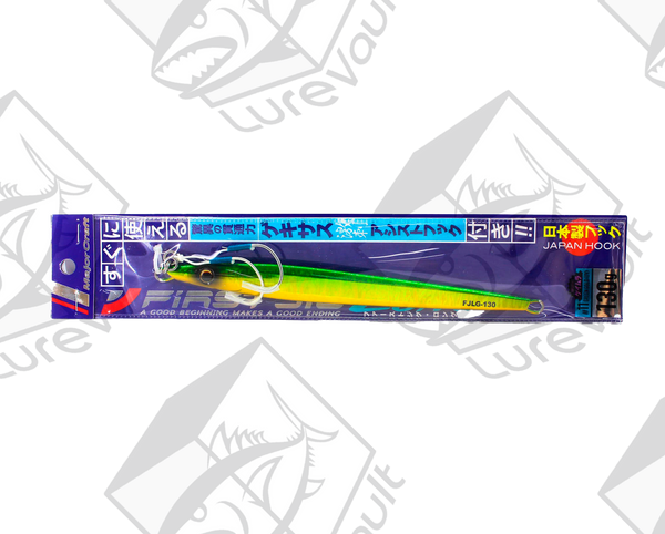 major craft vertical jig first jig long 130 grams green gold (uv)