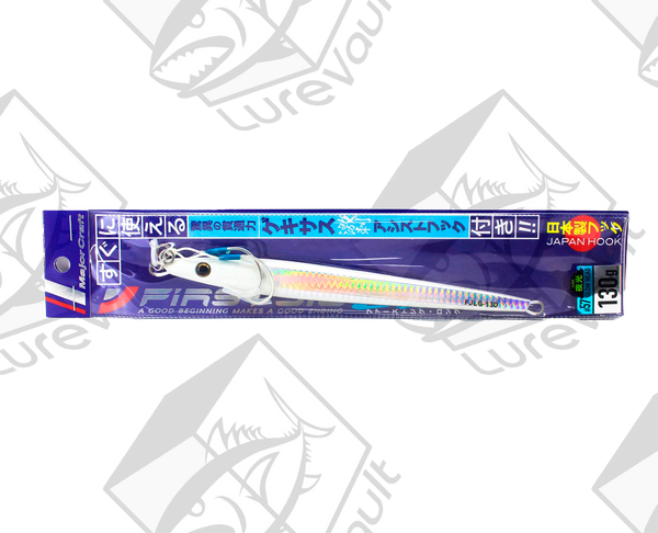 major craft vertical jig first jig long 130 grams glow head