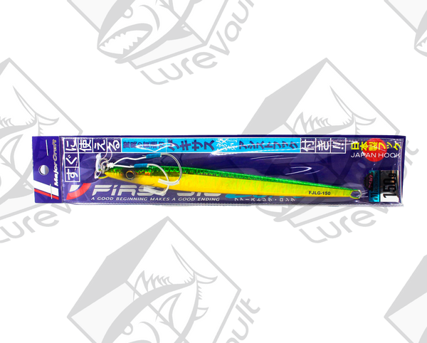 major craft vertical jig first jig long 150 grams green gold (uv)