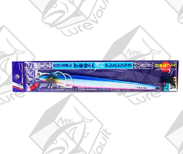 major craft vertical jig first jig long 180 grams blue pink (uv)