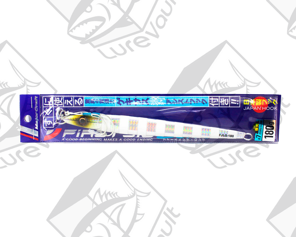 major craft vertical jig first jig long 180 grams zebra glow