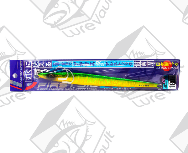 major craft vertical jig first jig long 180 grams green gold (uv)